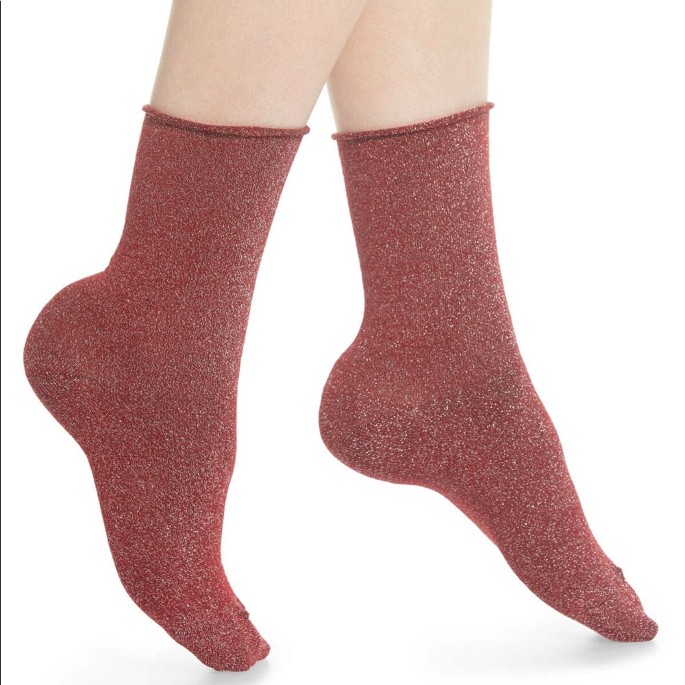 SARAH BORGHI CAROLA ANKLE SOCKS BURGUNDY L/XL NWT